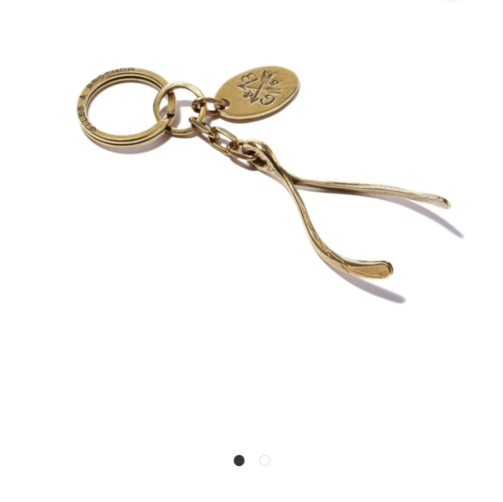 Giles & Brother wishbone keyring brass